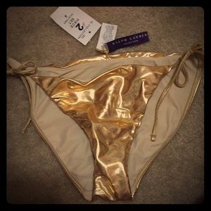 ralph lauren baithing suit bottoms sz 8 gold new